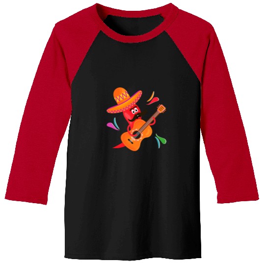 Funny Guitar Chili Pepper WIth Guitar Chili Today Hot Tamale Guitarist Baseball Tees