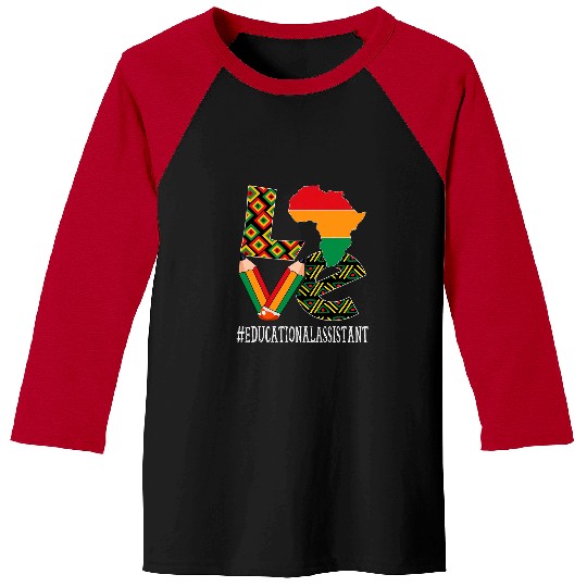 Educational Assistant Love Map African Black History Month Baseball Tees