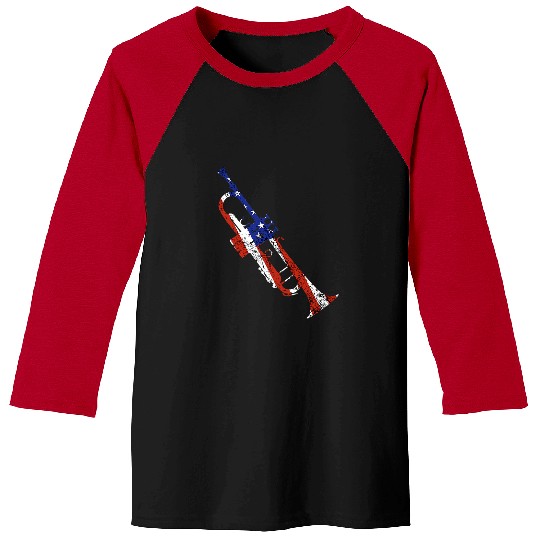 Funny Trumpet vintages American Flag Trumpet Player 4th of July Baseball Tees