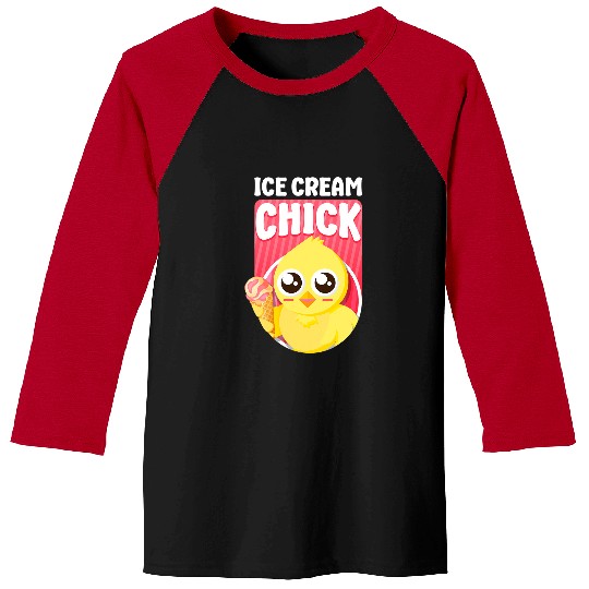 Ice Cream Chicken Cone Ice Cream Chick Baseball Tees