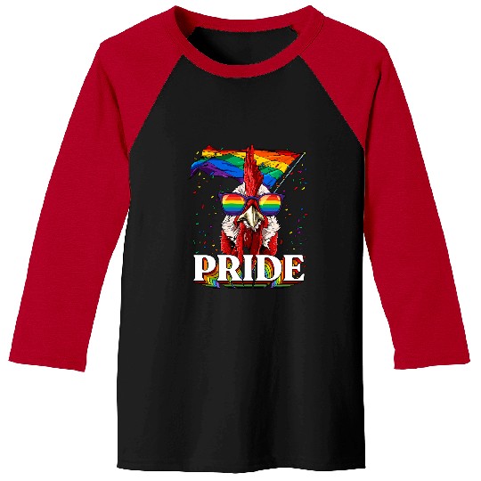 Chicken Lover Pride LGBTQ Chicken Rainbow Flag Pride Month Rooster Animal Baseball Tees