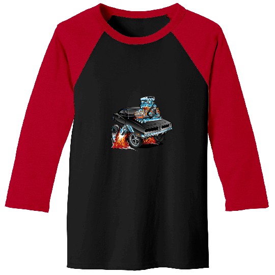 Classic Sixties Muscle Car Dragster Funny Hot Rod Cartoon Baseball Tees