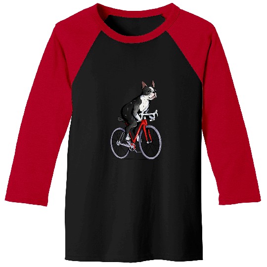 Boston Terrier Pet Riding Bicycle Cute Bostie Biker Baseball Tees