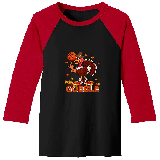 Sport Basketball Vintage Gobble Thanksgiving Turkey Playing Basketball Player Baseball Tees