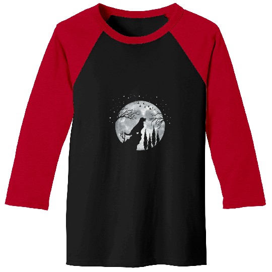 Golden Retriever Pet Full Moon At Night Baseball Tees