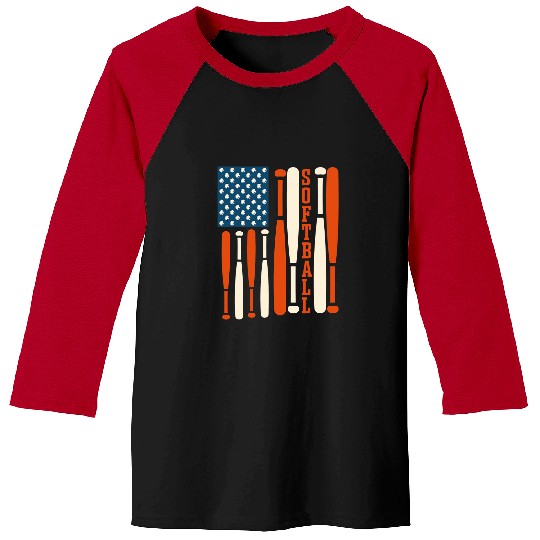 Softball Gift vintages Softball Us Flag Banner Bat Player Team Baseball Tees