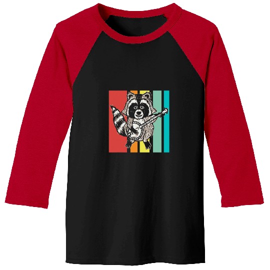 Funny Banjo Raccoon Playing Banjo Funny Animal Bluegrass Cute Retro Baseball Tees