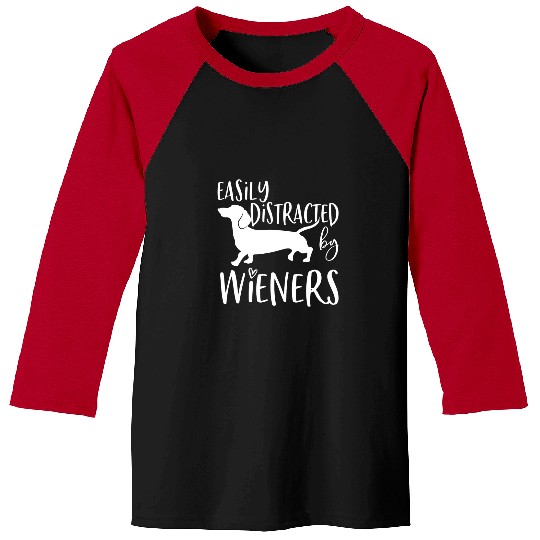 Dachshund Pet Easily Distracted By Wieners Womens Mom 173 Baseball Tees