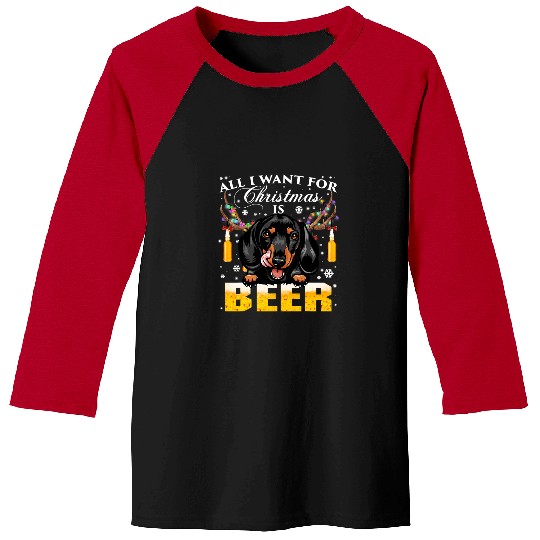 Dachshund Pet Reindeer Beer Christmas Ornaments xmass Lights252 Baseball Tees