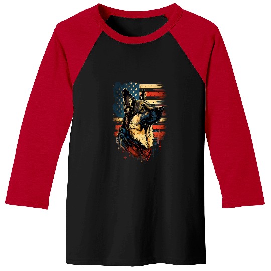 German Shepherd Pet Memorial Day German Shepherd American Flag USA 4th of July Baseball Tees