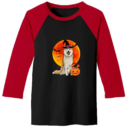 Akita Pet Dog Halloween Akita Jack O Lantern Pumpkin Dog Baseball Tees