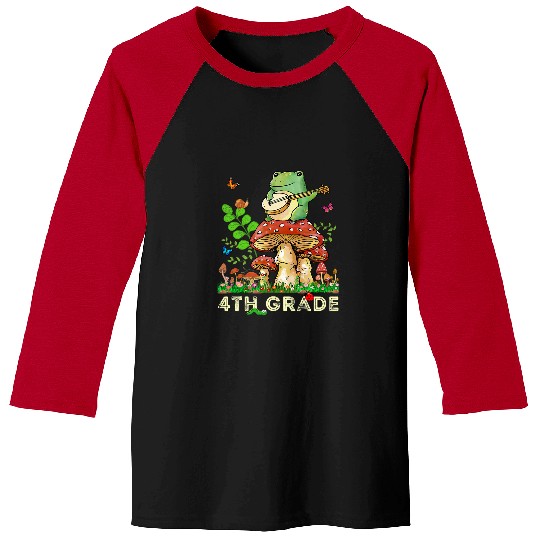 Funny Banjo Frog Playing Banjo Back To School 4th Grade Teacher Students Baseball Tees