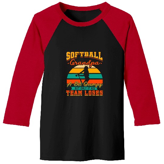 Softball Gift Mens Softball Grandpa A Bit Grumpy Retro Grandfather Granddad Baseball Tees