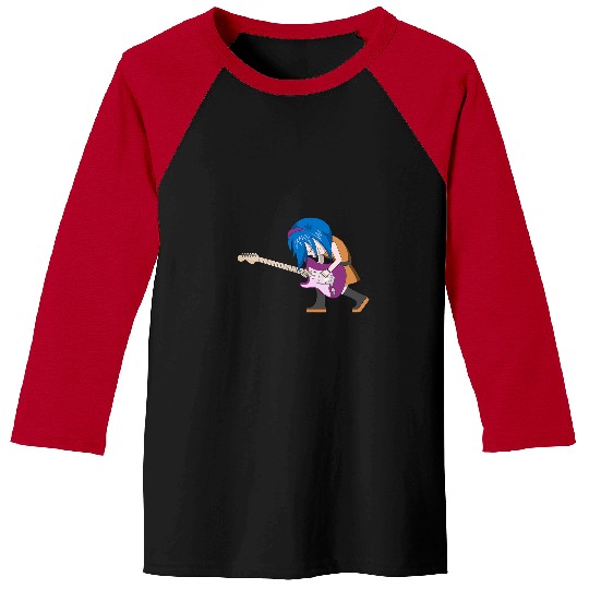 Funny Guitar Anime Girl Rock Band Guitarist Guitar Player Music Lover Baseball Tees