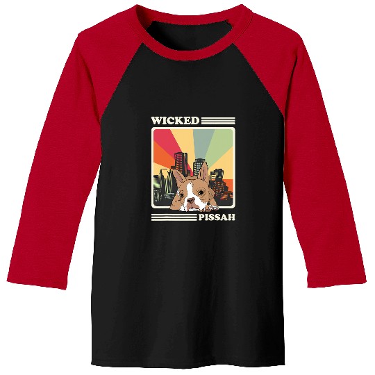Boston Terrier Pet Retro Boston Terrier Wicked Pissah Boston Mass Bostie Baseball Tees
