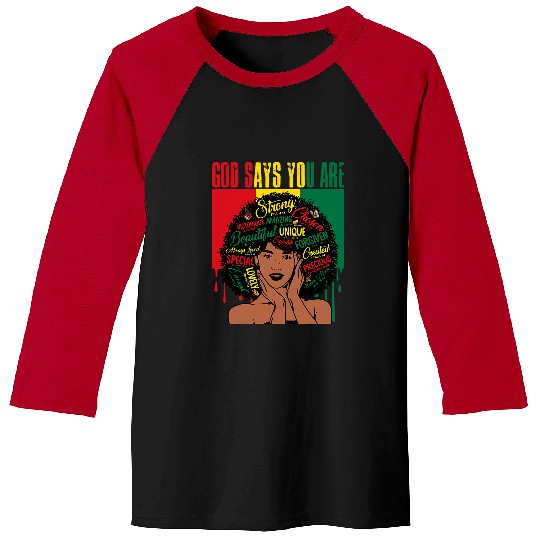 Christian Says You Are Christian Black Queen BHM BLM Afro Girls 69 Christ Baseball Tees