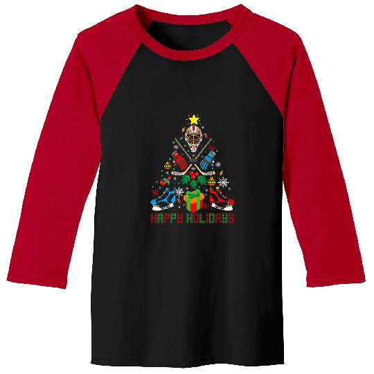 Sport Hockey Santa Hat Christmas Tree Pajama Cool Sport Xmas Baseball Tees