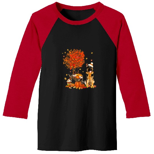German Shepherd Pet Autumn Fall Pumpkin Truck Mappe Thanksgiving 1 Baseball Tees