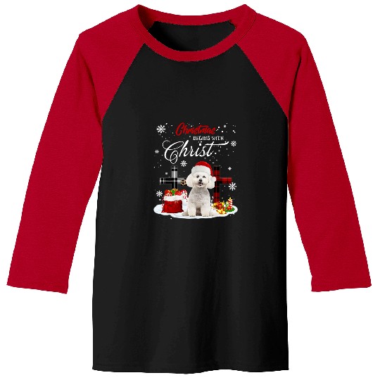 Bichon Pet Frise Christmas Begins With Christ Bichon Frise Christmas Cross Baseball Tees
