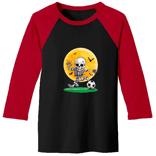 Sport Soccer Soccer Skeletons Halloween Men Boys Soccer Player Halloween 3 Baseball Tees