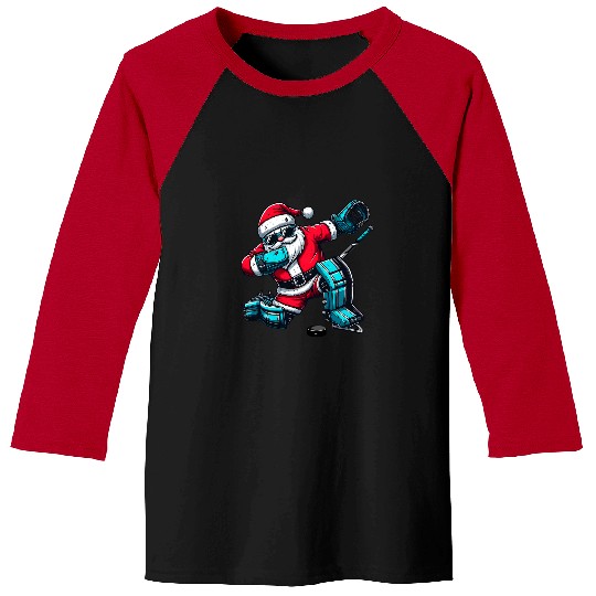 Sport Hockey Santa Dabbings Hockey Goalie Goalkeeper Goaltender Christmas Baseball Tees