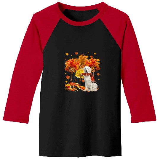 Kuvasz Pet Its Fall Yall Cute Kuvasz Autumn Tree Fall Leaves 3 Baseball Tees