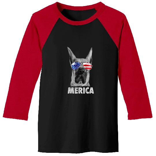 Great Dane Pet 4th of July Merica Men American Flag Sunglasses 296 Baseball Tees