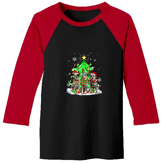 Australian Cattle Pet Santa Australian Cattle Dog Squad Christmas Tree Lights Baseball Tees