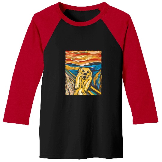 Golden Retriever Pet Funny Goldie Dog Golden Retriever The Scream Graphic Baseball Tees