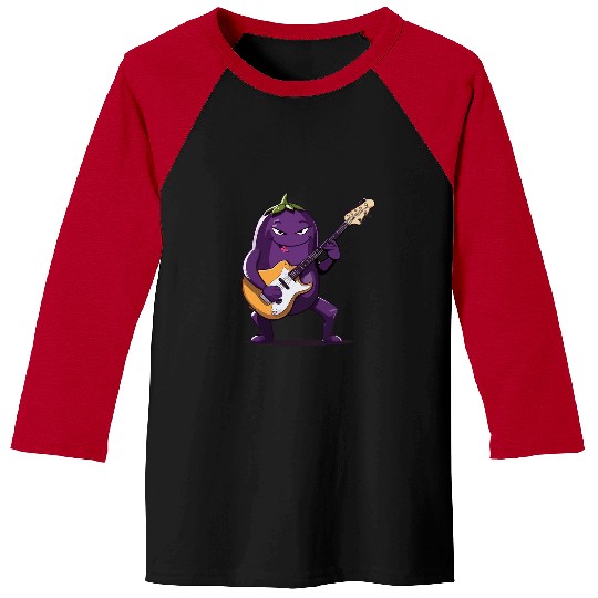 Funny Guitar Eggplant playing Electric Guitar Eggplant Guitarist Baseball Tees