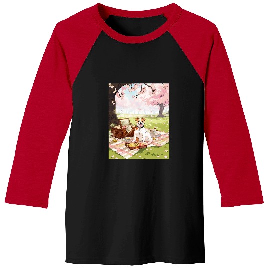 Jack Russell Pet Cherry Blossom Funny Dog Picnic 3 Baseball Tees