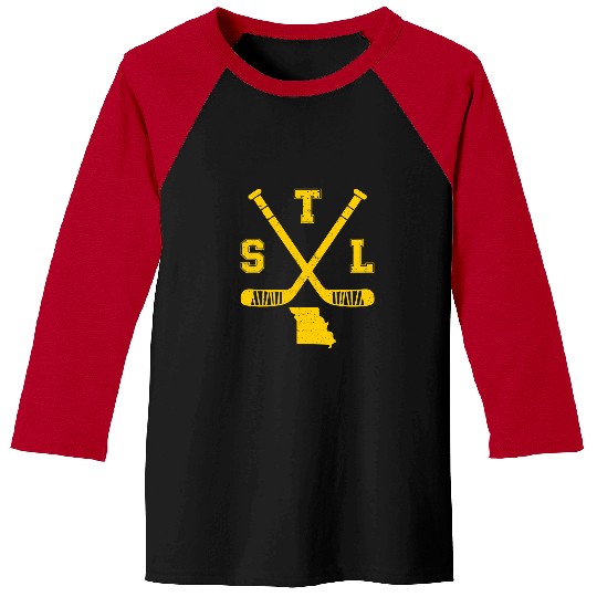 Sport Hockey St. Louis Retro Funny Hockey Sticks State Outile STL Baseball Tees