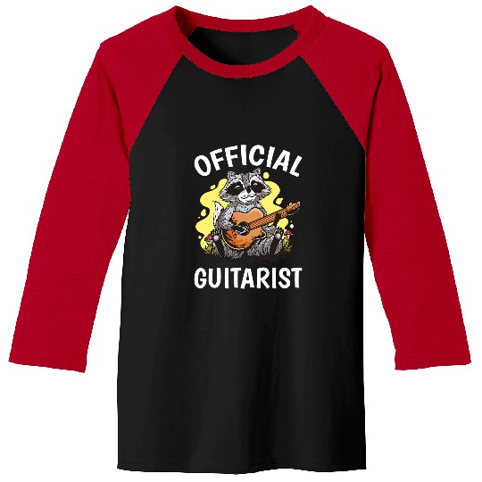 Funny Guitar Official Guitarist with a Raccoon for Guitarist Baseball Tees