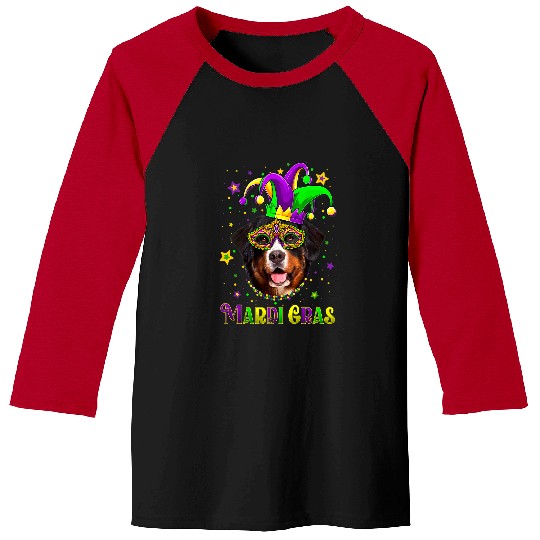 Bernese Mountain Pet Cute Mardi Gras Carnival Bernese Mountain Dog Mardi Gras Baseball Tees