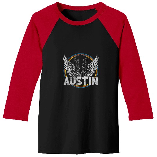 Funny Guitar Retro Austin Texas Guitar vintages Country Music Concert Guitarist Baseball Tees