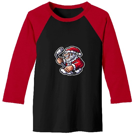 Sport Hockey Santa Playing Hockey Christmas Pajama Cool Sport XMas Baseball Tees