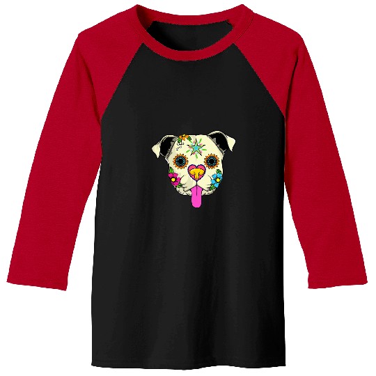 English Bulldog Pet Sugar Skull English Bulldog Dog Apparel Day Of The Deads 21 Baseball Tees