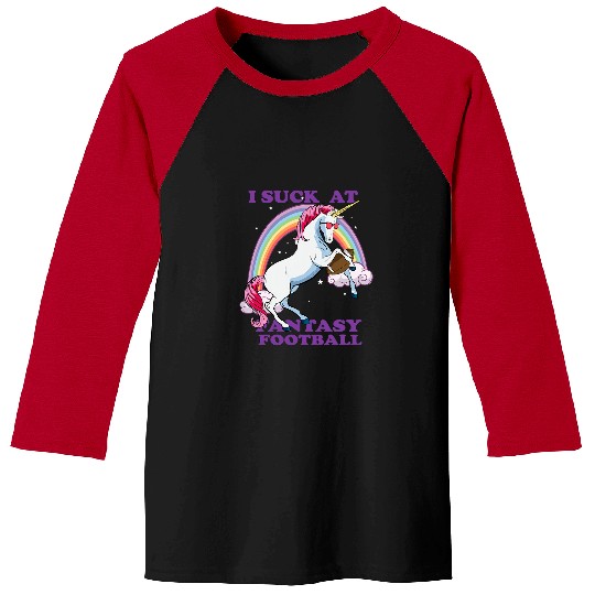 Sport American Football Funny I Suck At Fantasy Football Unicorns Rainbow Loser Tee Baseball Tees