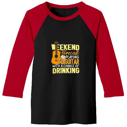 Funny Guitar Beer Weekend Forecast Playing Guitar With Drinking Beer Baseball Tees