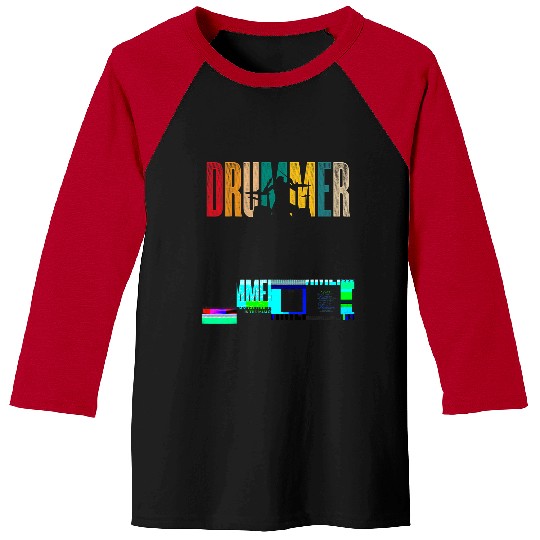 Drums Drummer Retro Graphic Drumset Drumming Musician Rock Band 1 Drums Baseball Tees