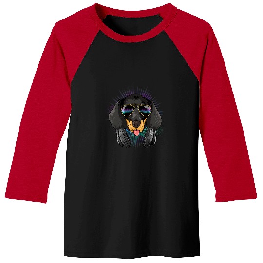 Dachshund Pet EDM House Music DJ Dachshund Dog Music Lover Music Artist Baseball Tees