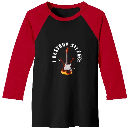 Funny Guitar I Destroy Silence Guitarist Bass Guitar Player Guitarist Baseball Tees