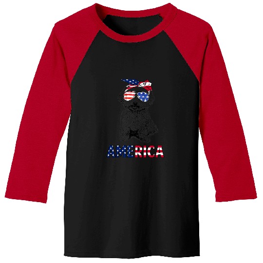 Bichon Pet Frise American Flag Bichon Mom Bichon Frise 4th Of July 3 Baseball Tees