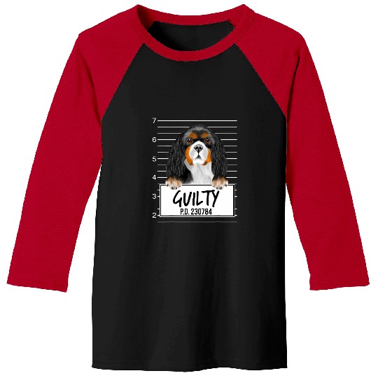 Cavalier Pet Funny Cavalier King Charles Spaniel Mugshot Guilty Baseball Tees
