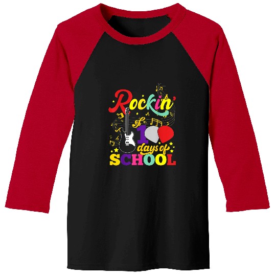 Guitarist Rockin 100 Days Of School Guitar Student Music Teacher Gift Guitar Baseball Tees