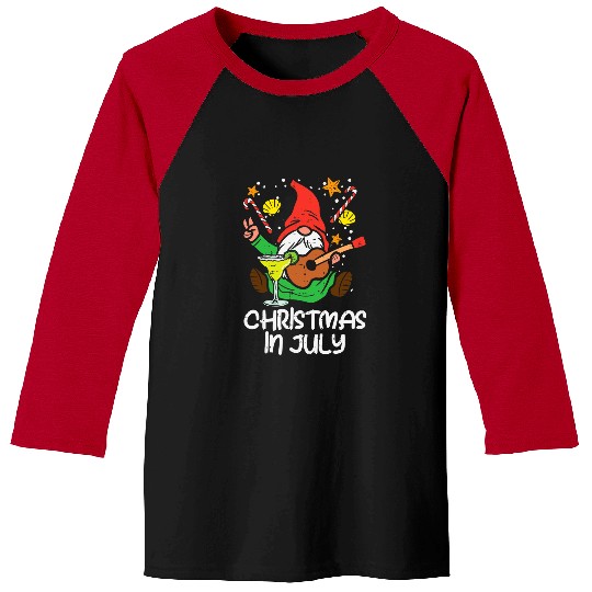 Funny Guitar Nordic Gnome Santa Playing Guitar Christmas In July Guitarist Baseball Tees