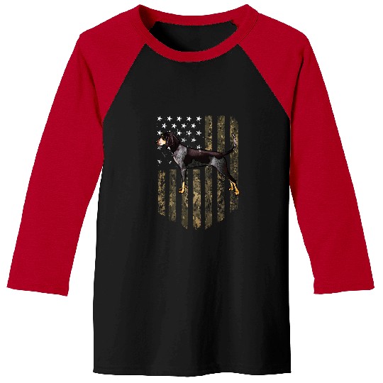 Coonhound Pet Camo American Flag Bluetick Coonhound 4th Of July USA Baseball Tees