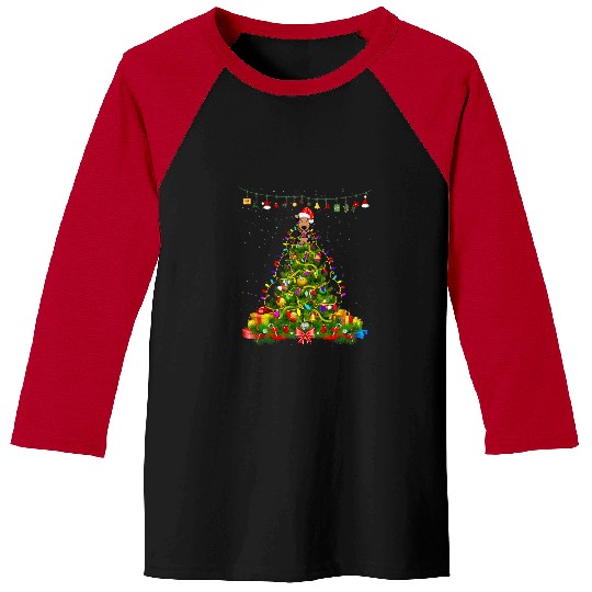 Airedale Terrier Pet Christmas Tree Lights Dog Gift Lover Tee Dog Baseball Tees