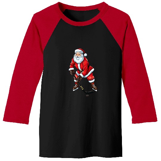 Sport Hockey Santa Ice Hockey Christmas xmass Pajama Boys Girls Kids Baseball Tees