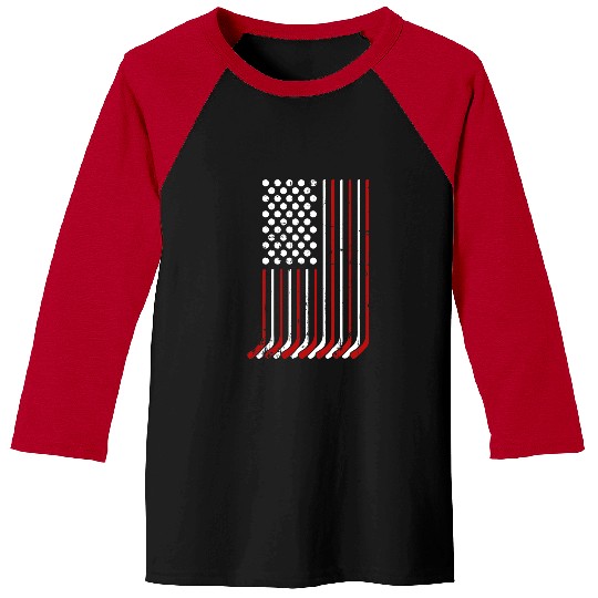 Sport Hockey Patriotic US american hockey sticks and stars stripes flag Baseball Tees